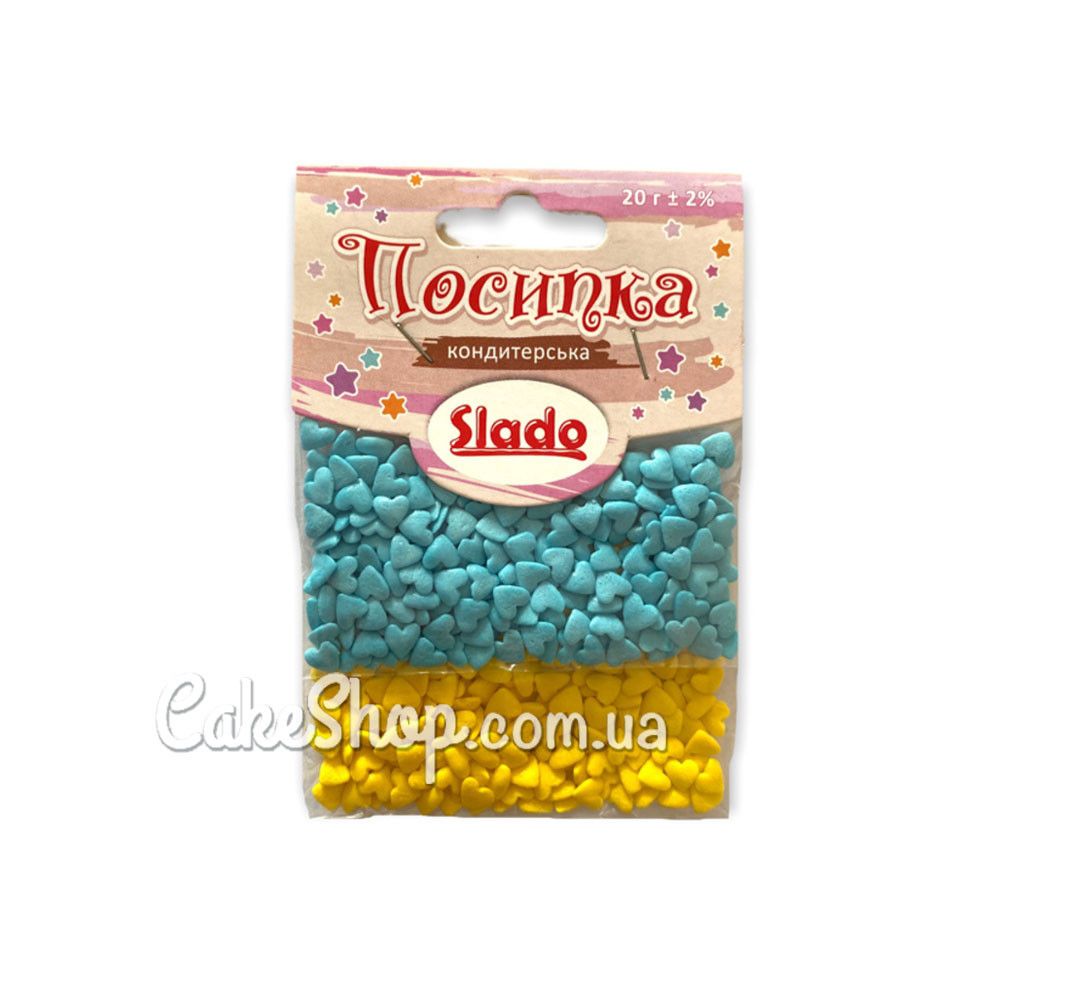 ⋗ Посипка в стіках ТМ Сладо патріотична #16 сердечка, 20 г купити в Україні ➛ CakeShop.com.ua, фото