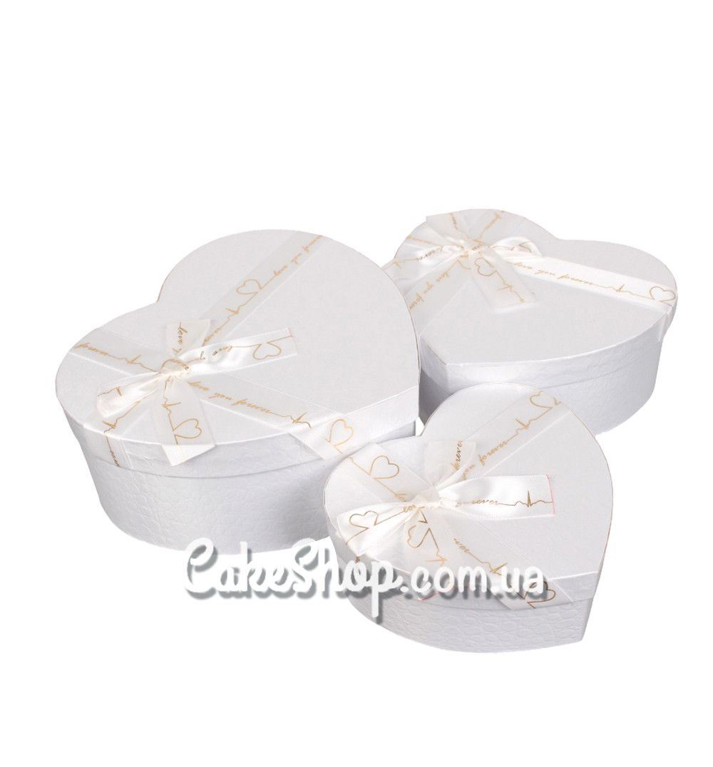 ⋗ Коробка Сердце с бантом, 16х14х6 см Белая купить в Украине ➛ CakeShop.com.ua, фото