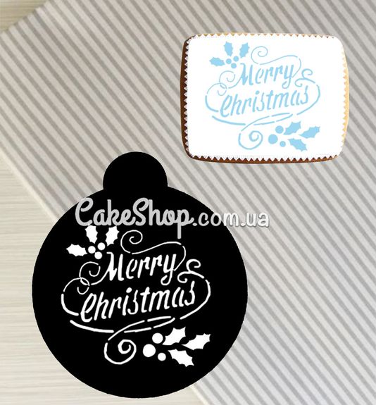 ⋗ Трафарет для тортов, пряников, кофе Merry Christmas вензель купить в Украине ➛ CakeShop.com.ua, фото