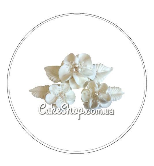 ⋗ Безе набір Квіти з намистиною білі ТМ Іриска купити в Україні ➛ CakeShop.com.ua, фото