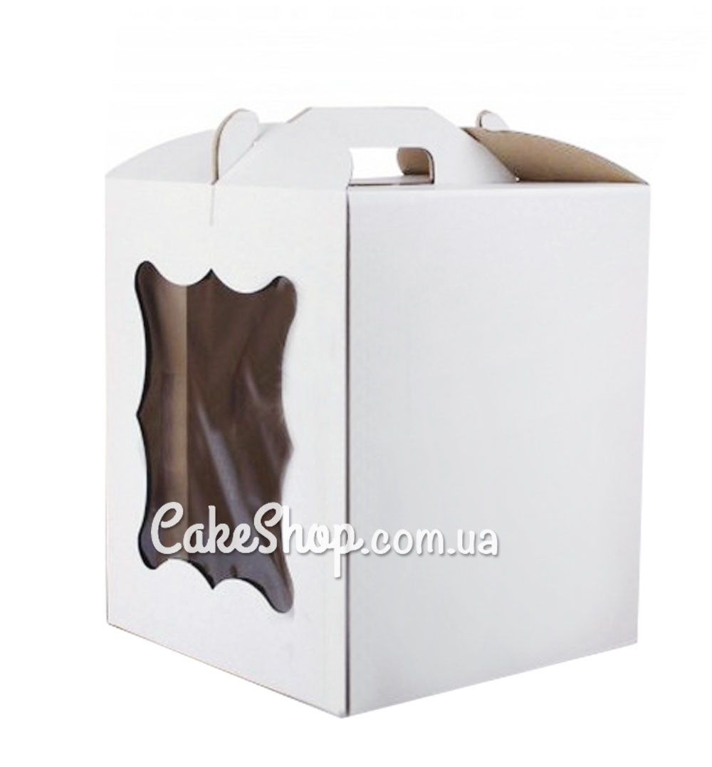 ⋗ Коробка для торта з вікном Біла, 25х25х30 см купити в Україні ➛ CakeShop.com.ua, фото
