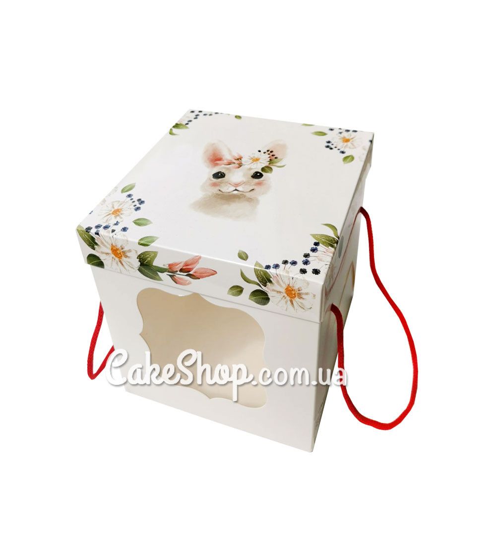 ⋗ Коробка для торта Зая з кришкою і віконцем, 17х17х17 см купити в Україні ➛ CakeShop.com.ua, фото