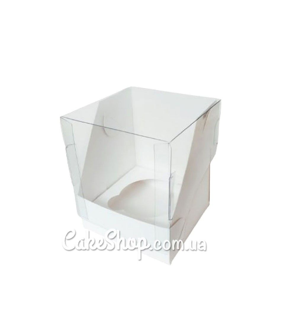 ⋗ Коробка для 1 кексу Акваріум біла, 9х9х11 см купити в Україні ➛ CakeShop.com.ua, фото