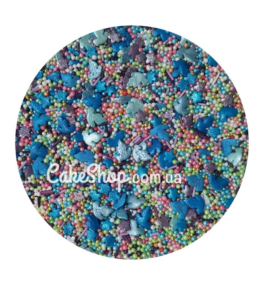 Посипка цукрова Перламутровий мікс з голубами #14, 50г - фото