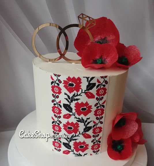 ⋗ Акриловий топпер DZ Обручки малі з камінцем золото купити в Україні ➛ CakeShop.com.ua, фото