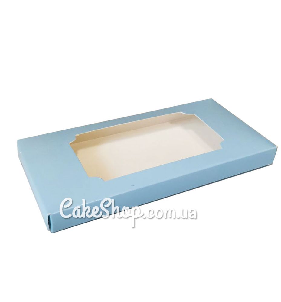Коробка для шоколада с окошком Голубая, 16х8х1,7 см - фото