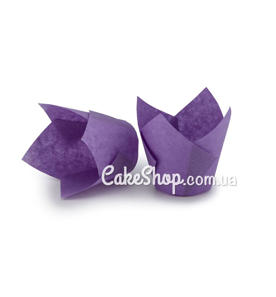Форма бумажная для кексов Тюльпан фиолетовая, 10 шт. - фото