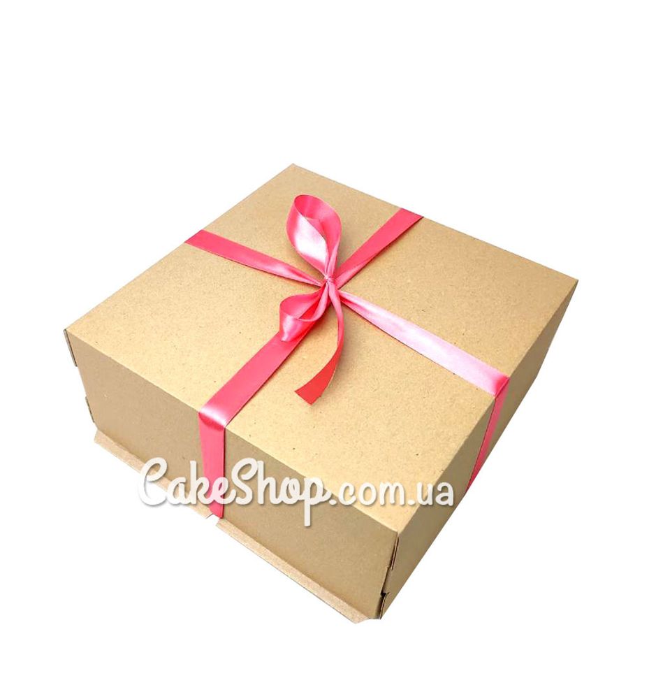 Коробка для торта и чизкейка Ретро бурая, 25х25х10 см - фото