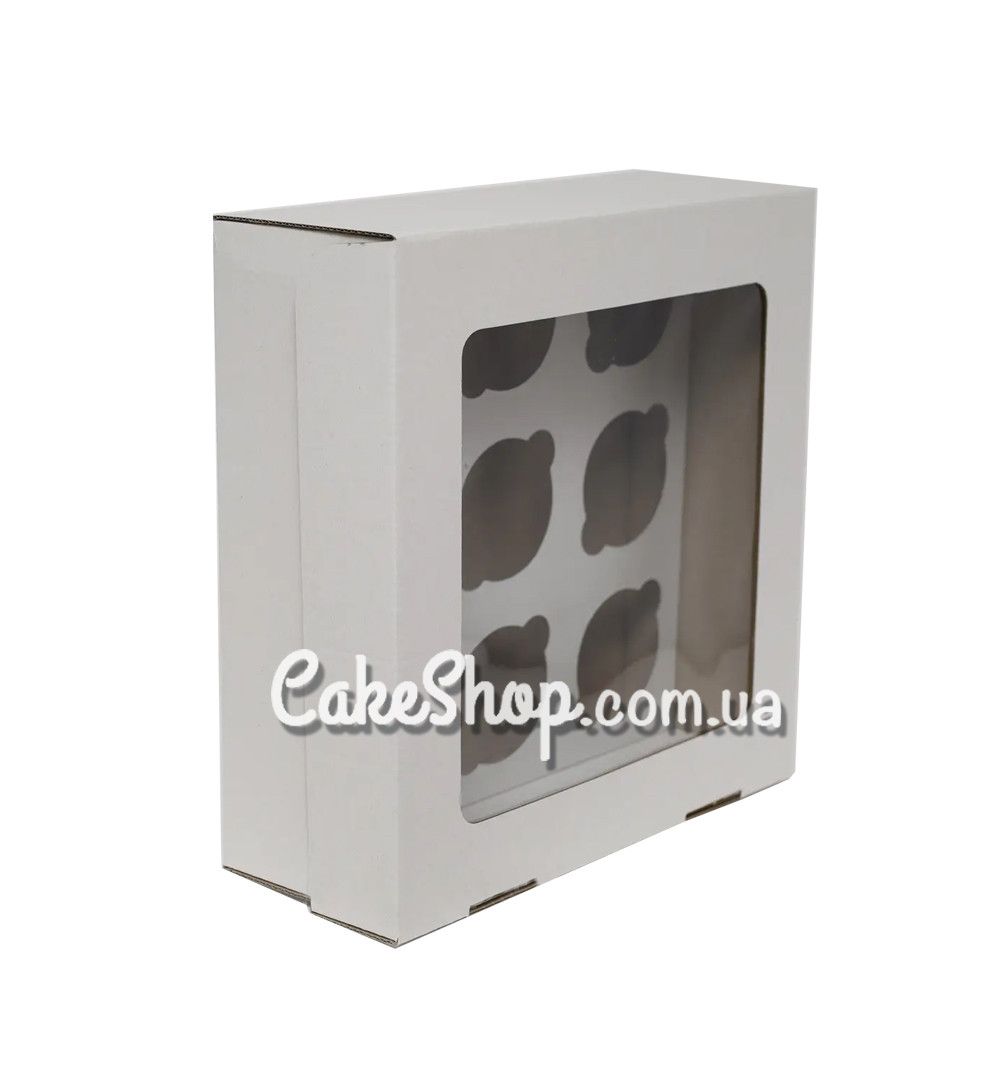 ⋗ Коробка на 9 кексів з гофрокартону з прозорим вікном Біла, 26х26х9 см купити в Україні ➛ CakeShop.com.ua, фото