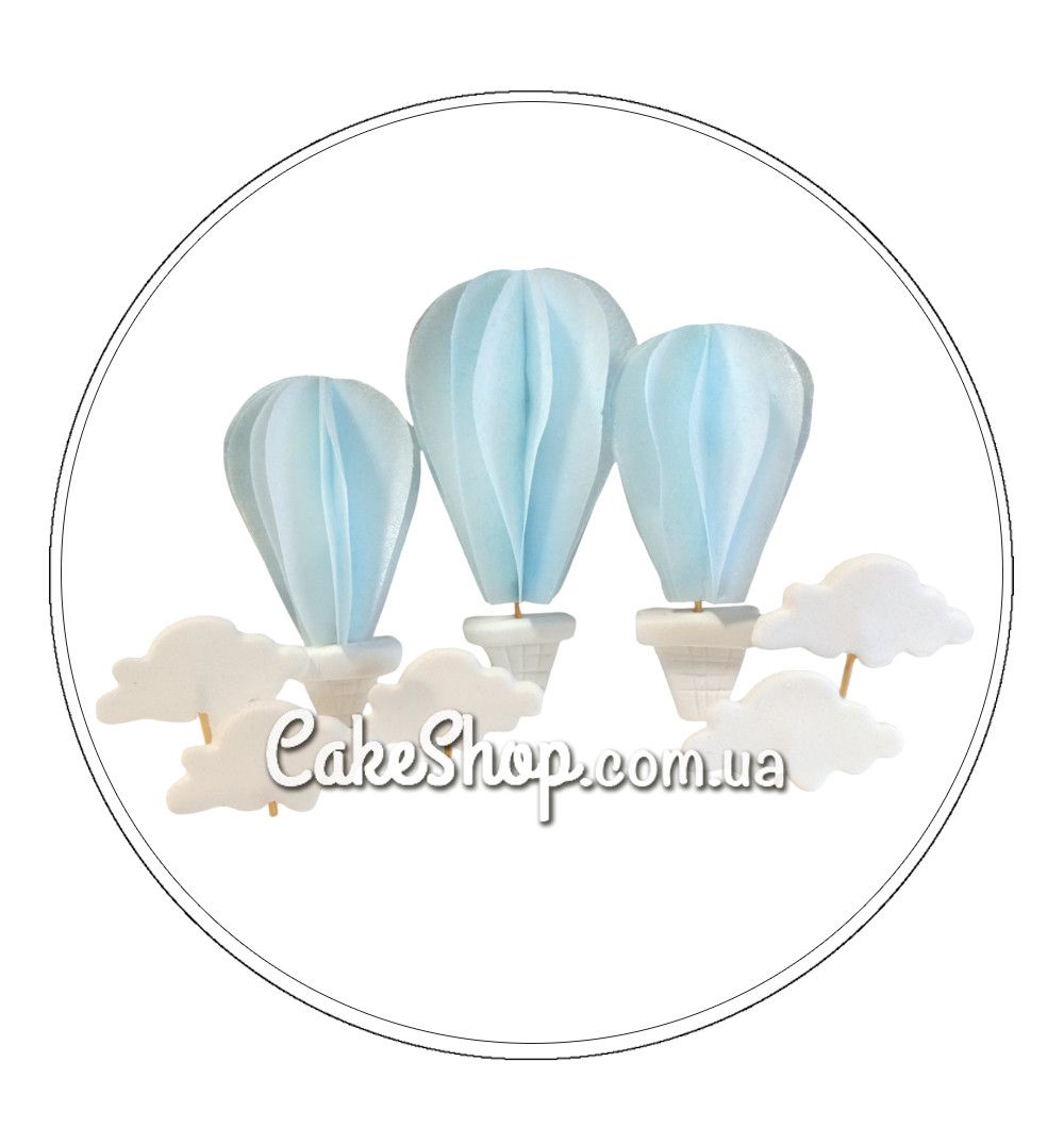 ⋗ Вафельный декор Воздушные шары с облачками Голубые ТМ Ириска купить в Украине ➛ CakeShop.com.ua, фото