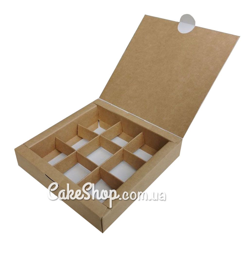 ⋗ Коробка на 9 конфет без окна Крафт, 15х15х3 см купить в Украине ➛ CakeShop.com.ua, фото