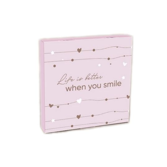 ⋗ Коробка на 16 конфет без окна When you smile розовая , 18,5х18,5х3 см купить в Украине ➛ CakeShop.com.ua, фото