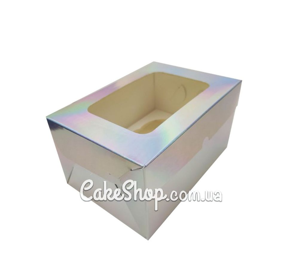 Коробка на 2 кекса Голограмма, 16х11х8,5 см - фото