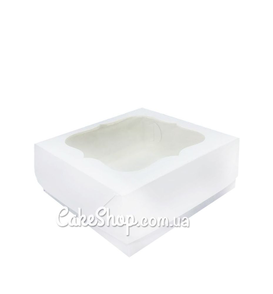 Коробка для пряників з фігурним вікном Біла, 15х15х6 см - фото