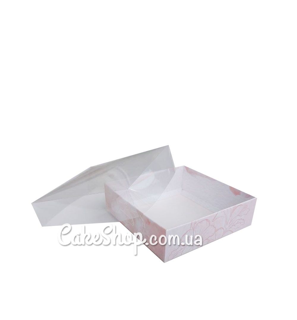 ⋗ Коробка для пряников с прозрачной крышкой Пудра Узор , 12х12х3,5 см купить в Украине ➛ CakeShop.com.ua, фото