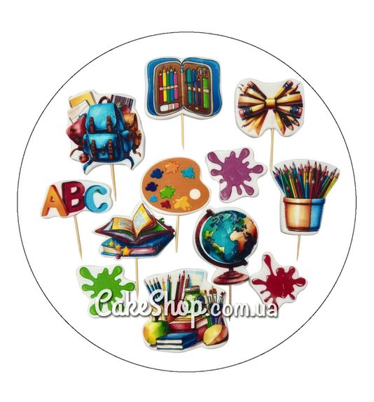 ⋗ Сахарные фигурки топеры MAXI Школьный канцелярия ТМ ДомК купить в Украине ➛ CakeShop.com.ua, фото
