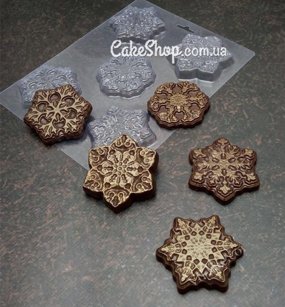 ⋗ Пластиковая форма для шоколада Снежинки Макси купить в Украине ➛ CakeShop.com.ua, фото