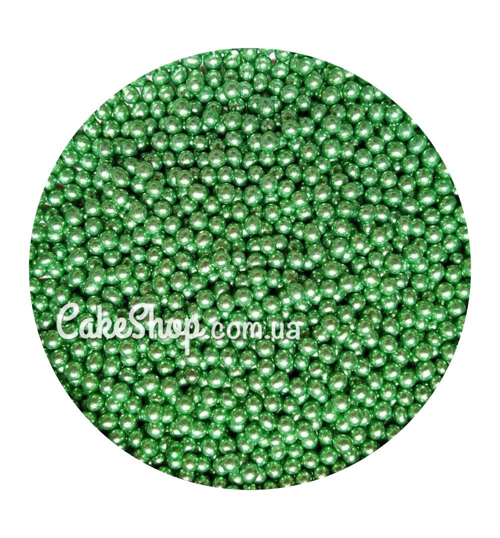 ⋗ Посипка кульки Зелені металік 2 мм, 50 г купити в Україні ➛ CakeShop.com.ua, фото