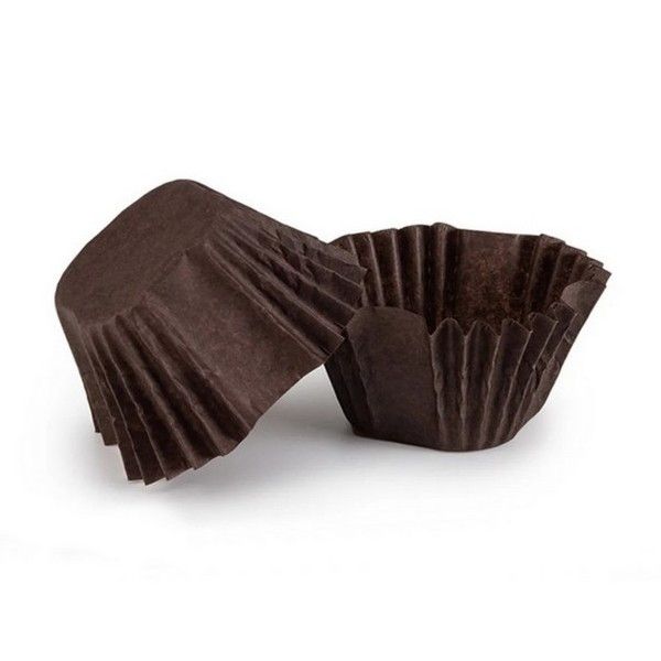 Бумажные формы для конфет и десертов 3х3 см, коричневые 50 шт - фото