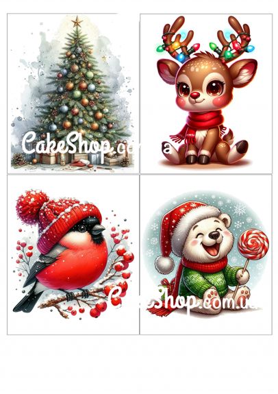 ⋗ Сахарная картинка для печенья Новогодняя 6 купить в Украине ➛ CakeShop.com.ua, фото