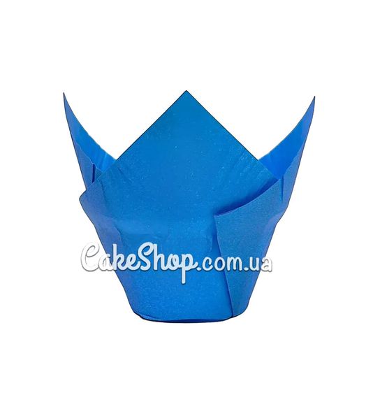 ⋗ Форма паперова для кексів Тюльпан з бортом синя, 10 шт. купити в Україні ➛ CakeShop.com.ua, фото