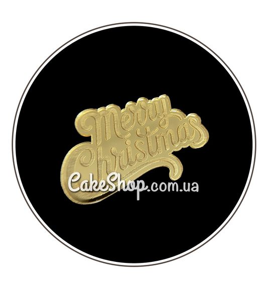 ⋗ Акриловий топпер Lion бічний Merry Christmas золото, 6 см купити в Україні ➛ CakeShop.com.ua, фото