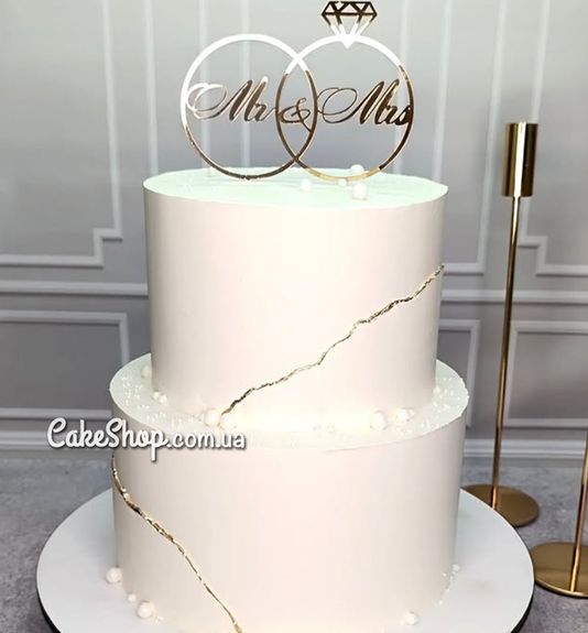 ⋗ Акриловый топпер DZ Обручальные кольца 2 золото купить в Украине ➛ CakeShop.com.ua, фото