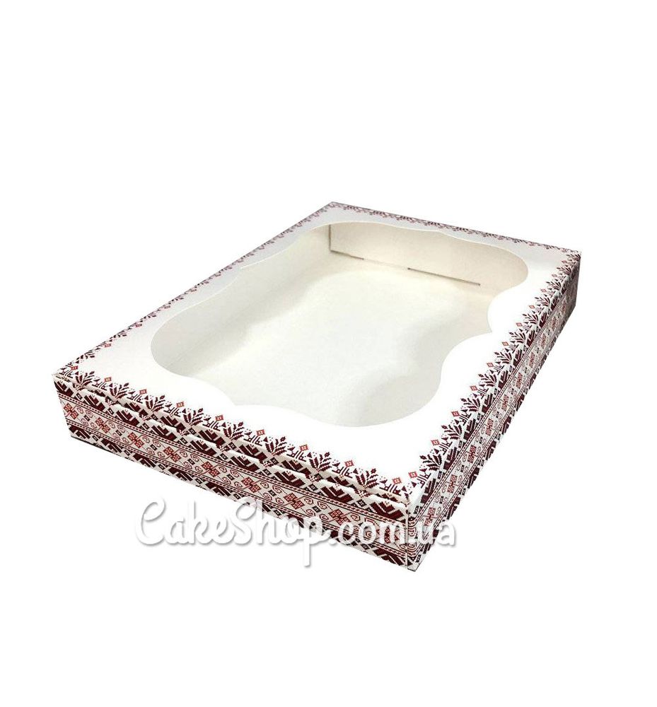 Коробка для пряників з фігурним вікном Вишиванка, 15х20х3 см - фото