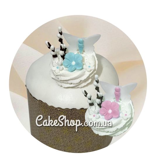 ⋗ Цукрові декорації Гніздечко з метеликом біле ТМ KD купити в Україні ➛ CakeShop.com.ua, фото