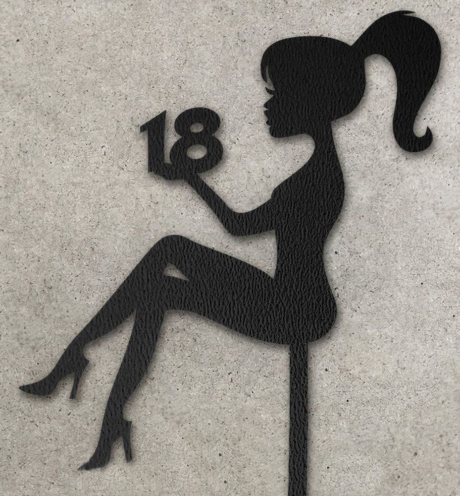 Топпер Девушка с цифрой 18 черный - фото