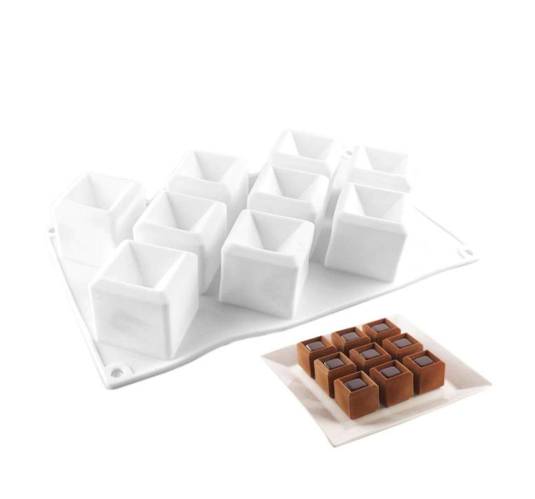 Силиконовая форма для евродесертов Куб с выемкой - фото