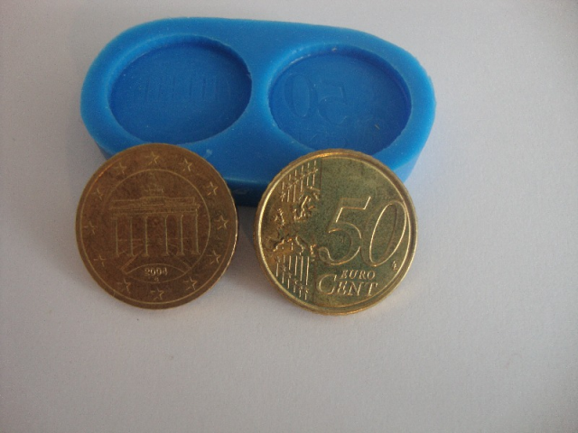 Силиконовый молд Монеты 50 евро центов - фото