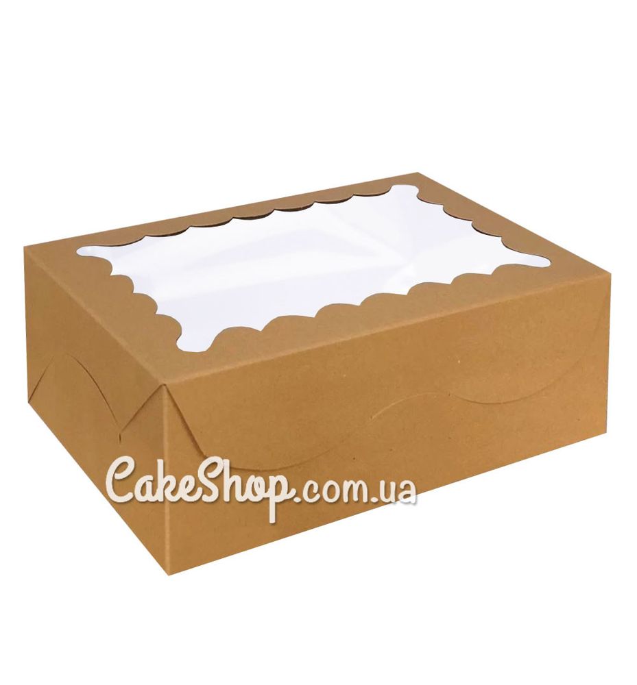 Коробка на 6 кексов Крафт , 25х17х9 см - фото