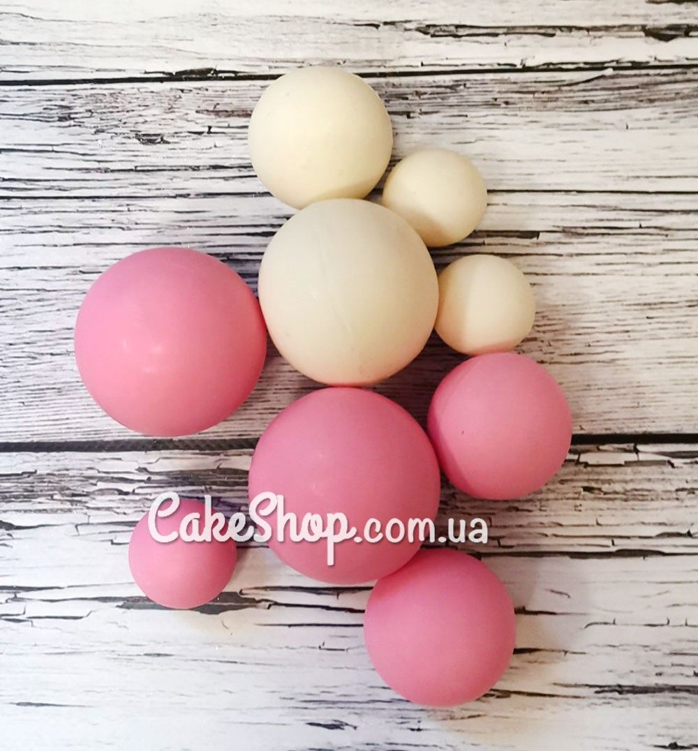 ⋗ Набір шоколадних кульок білі/рожеві, 9шт купити в Україні ➛ CakeShop.com.ua, фото