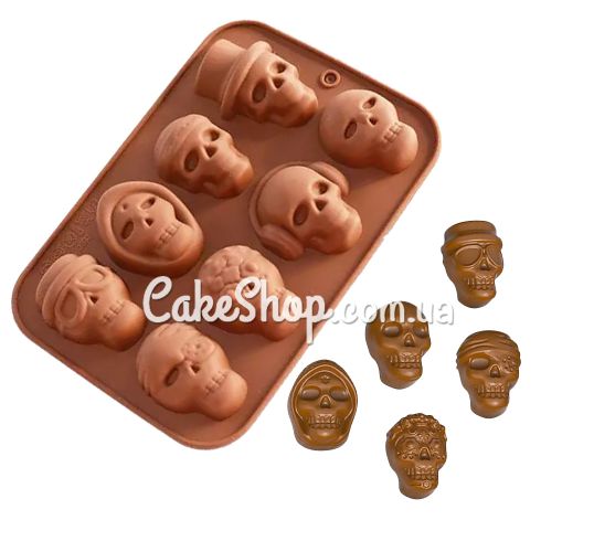 ⋗ Силіконова форма Череп, 8 шт купити в Україні ➛ CakeShop.com.ua, фото