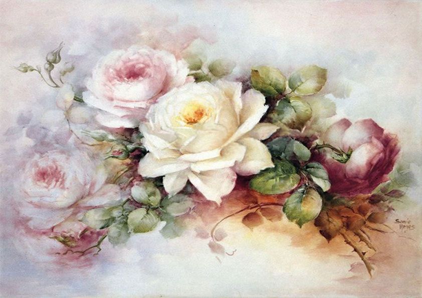 Вафельна картинка Троянди-вінтаж - фото