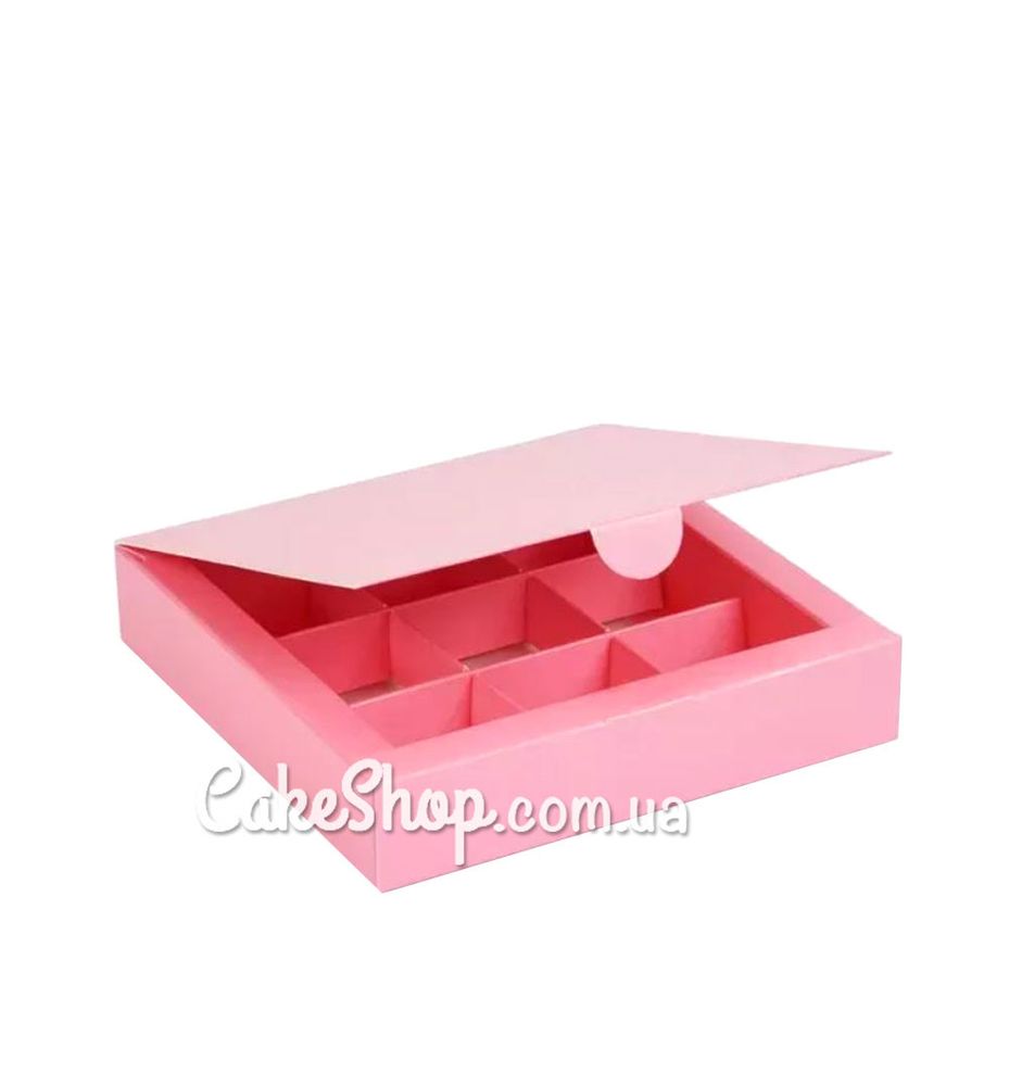 Коробка на 9 конфет без окна Розовая, 15х15х3 см - фото