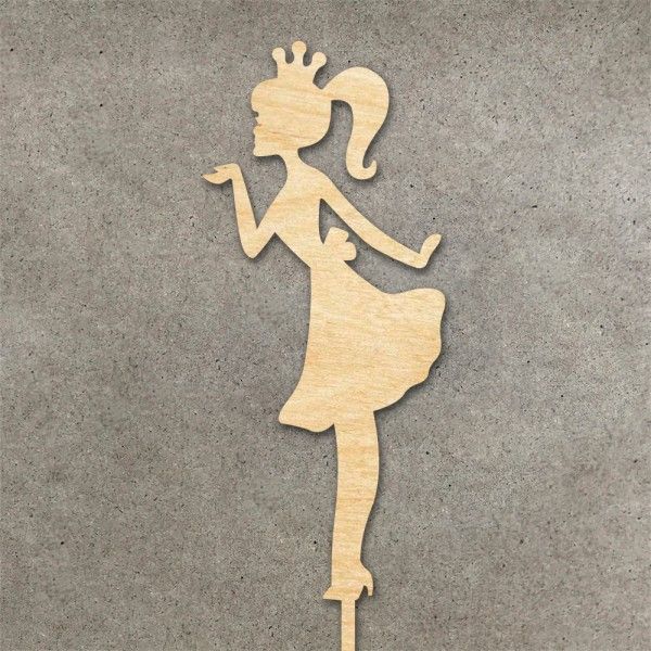 Топпер Девушка с короной деревянный - фото