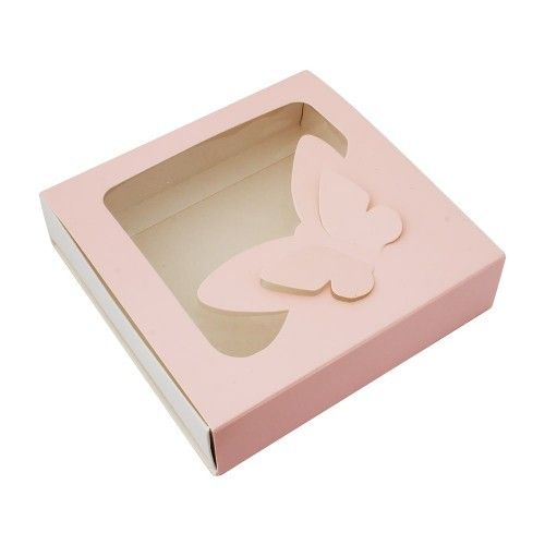 Коробка для пряников с бабочкой Пудра, 15х15х3см - фото