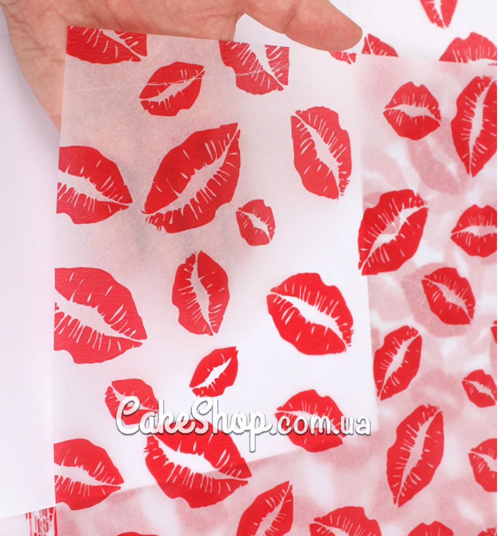 ⋗ Папір тішью принт Поцілунки, 5 аркушів купити в Україні ➛ CakeShop.com.ua, фото