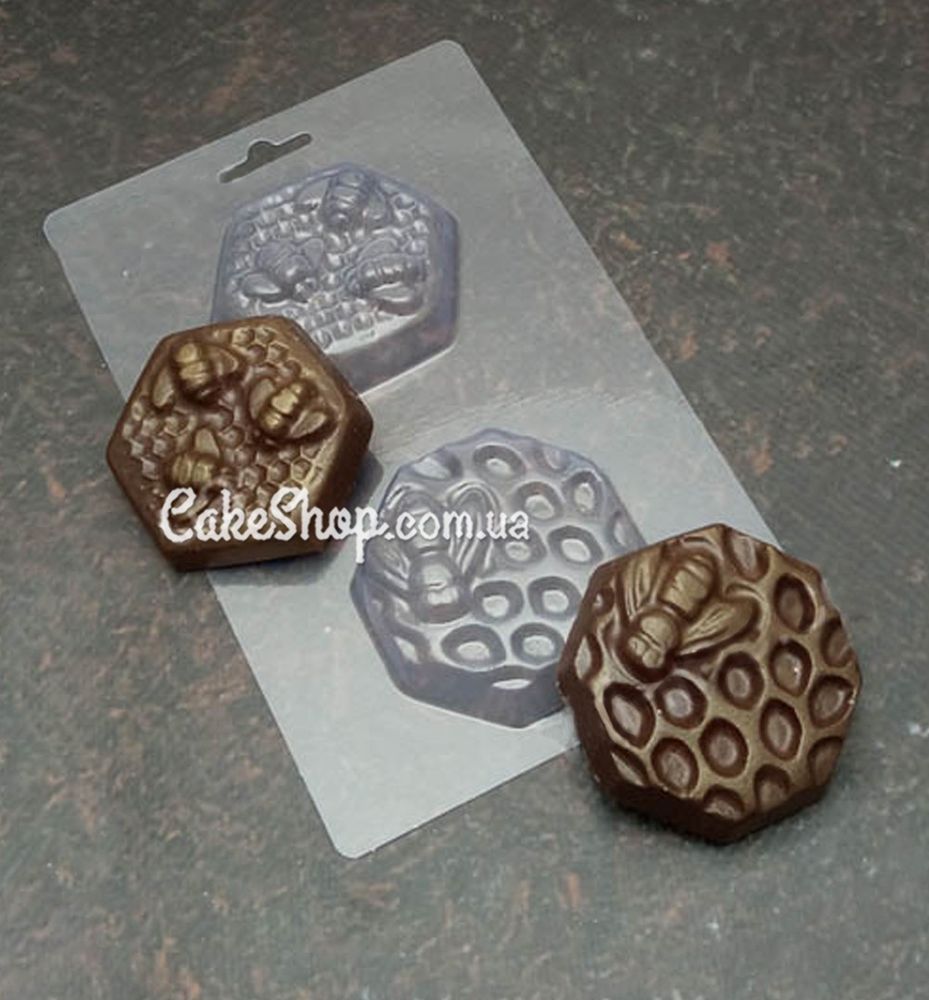 Пластикова форма для шоколаду Барельєфи Бджілки на сотах - фото