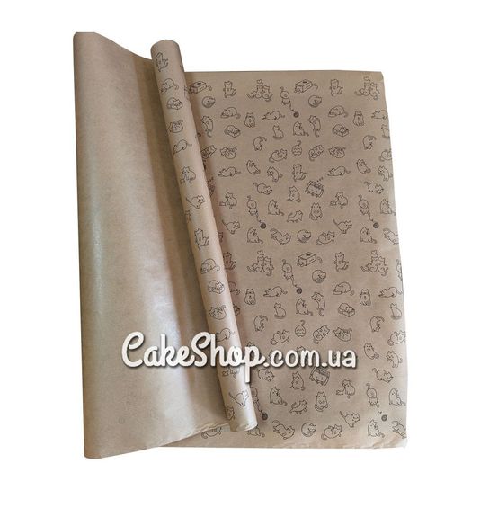 ⋗ Бумага упаковочная для подарков Крафт с принтом купить в Украине ➛ CakeShop.com.ua, фото