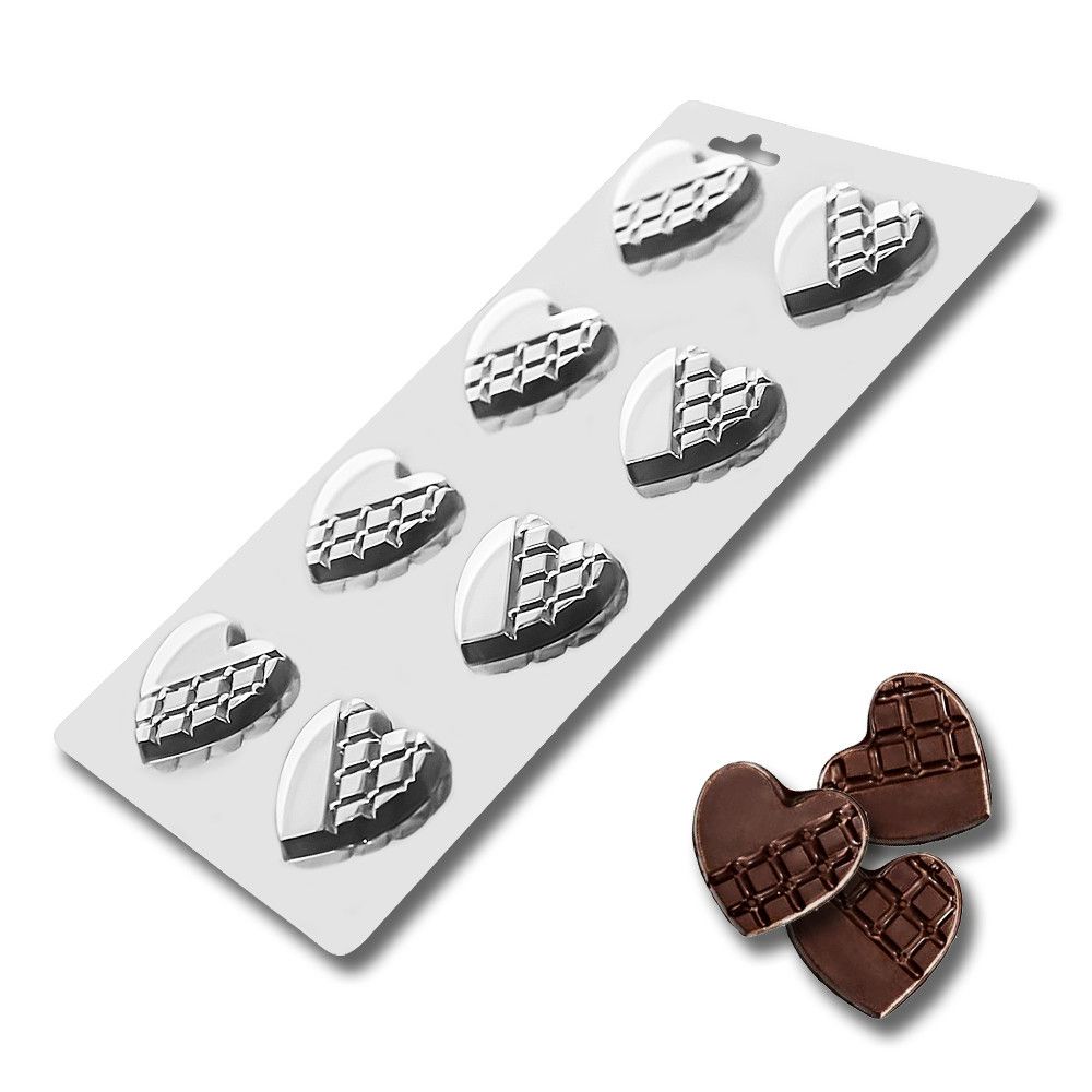 ⋗ Пластиковая форма для шоколада Сердца купить в Украине ➛ CakeShop.com.ua, фото