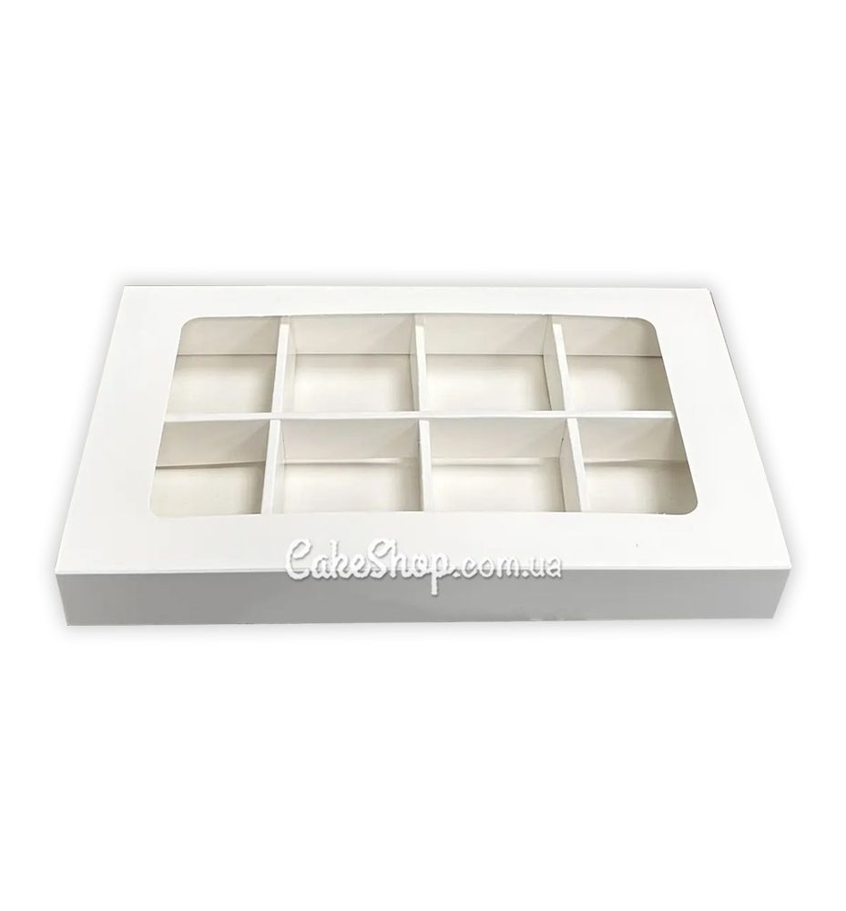 Коробка для 8 моті, макаронс, цукерок Біла, 28х15,5х3,5 см - фото