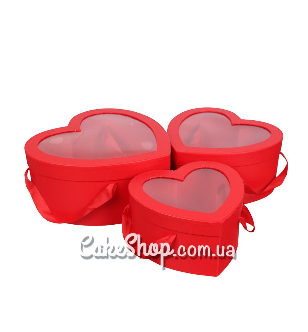 ⋗ Коробка Серце з ручками, 26,4х25,4х12 см Червона купити в Україні ➛ CakeShop.com.ua, фото