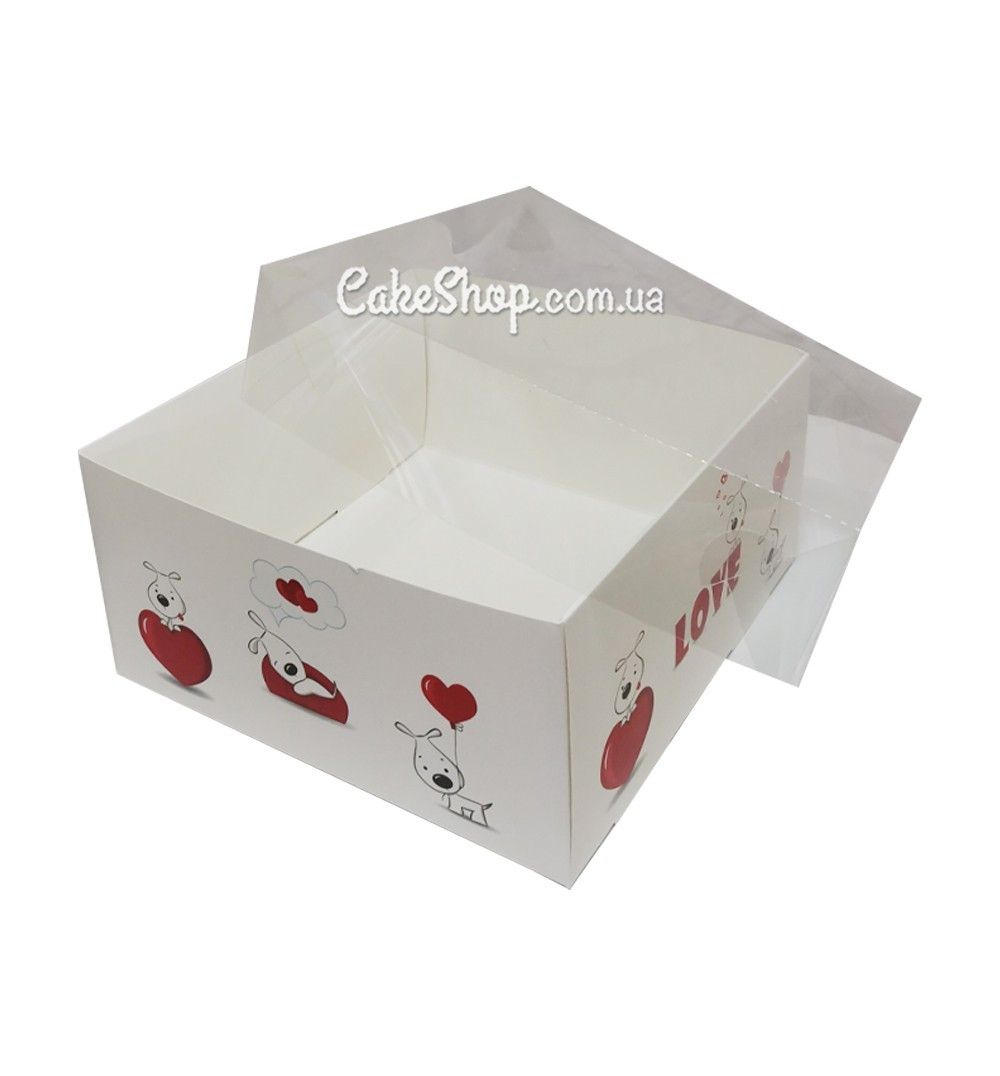⋗ Коробка для десертів з прозорою кришкою LOVE, 17х17х9 см купити в Україні ➛ CakeShop.com.ua, фото