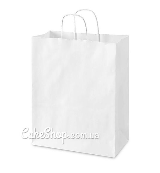 ⋗ Пакет паперовий з крученими ручками Білий, 24х20х8см купити в Україні ➛ CakeShop.com.ua, фото