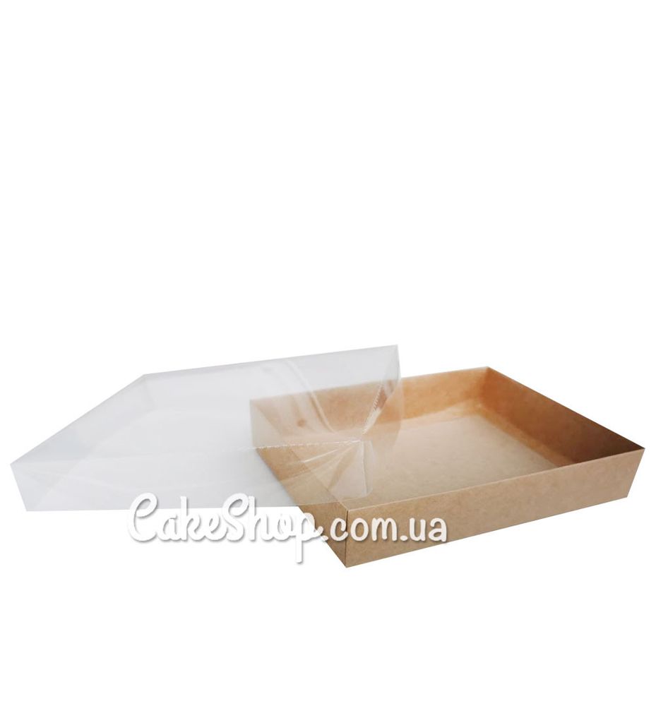 Коробка для пряников с прозрачной крышкой Крафт, 20х15х3,5 см - фото