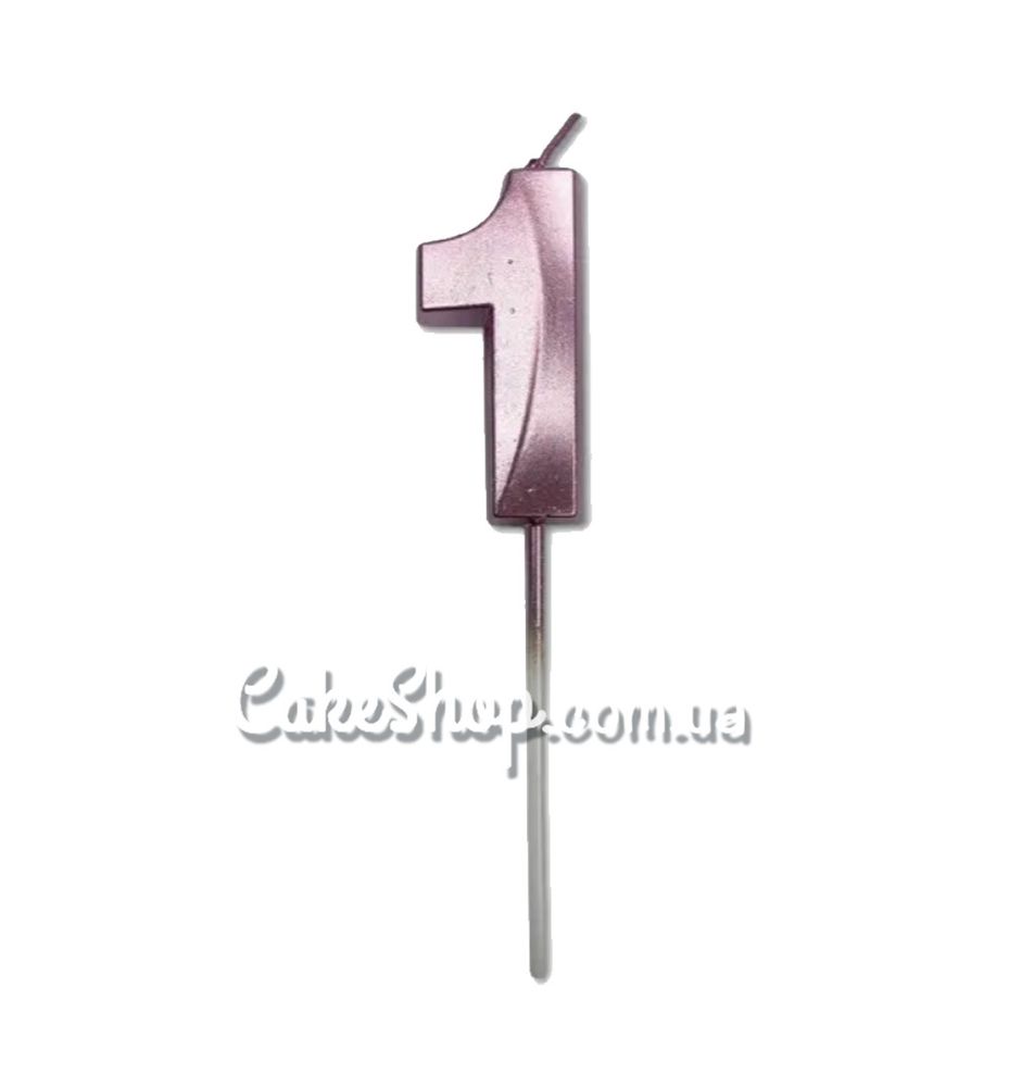 Тортова свічка цифра темно-рожева - 1 - фото