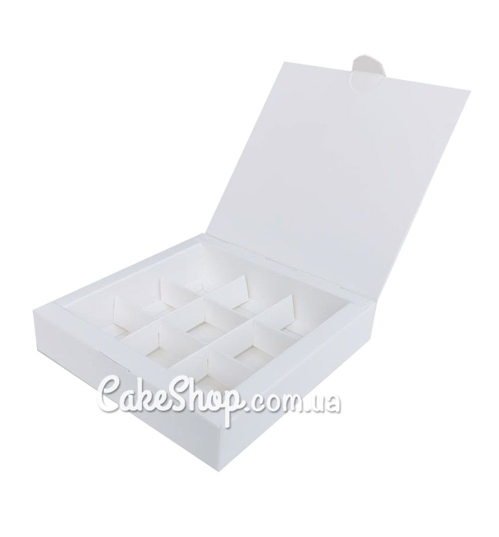 ⋗ Коробка на 9 конфет без окна Белая, 15х15х3 см купить в Украине ➛ CakeShop.com.ua, фото
